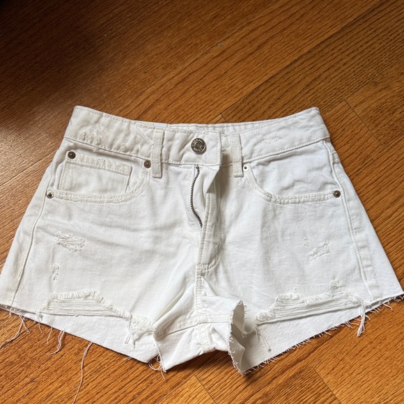 Garage White Distressed Women Shorts - Picture 1 of 2